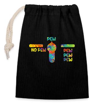 No Pew Funny Paintball Player Paintballing - Closable cotton gift bag (14x20cm) - black - Front
