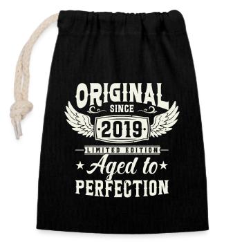 Vintage 2019 Surprise d’anniversaire - Sac cadeau en coton avec cordon (14 x 20 cm) - noir - Devant
