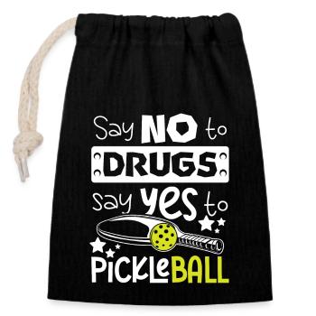 Say No To Drugs Say Yes To Pickleball Red Ribbon - Verschließbarer Geschenkbeutel aus Baumwolle (14x20cm) - Schwarz - Vorne