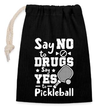 Say No To Drugs Say Yes To Pickleball Red Ribbon - Verschließbarer Geschenkbeutel aus Baumwolle (14x20cm) - Schwarz - Vorne