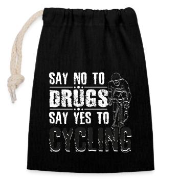 Say No To Drugs Say Yes To Cycling Red Ribbon - Verschließbarer Geschenkbeutel aus Baumwolle (14x20cm) - Schwarz - Vorne