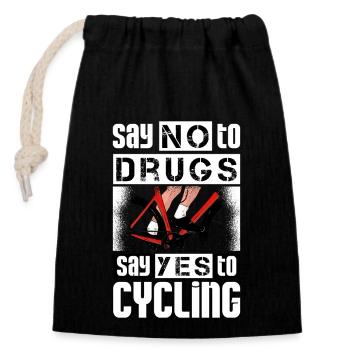 Say No To Drugs Say Yes To Cycling Red Ribbon - Verschließbarer Geschenkbeutel aus Baumwolle (14x20cm) - Schwarz - Vorne