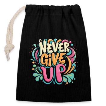Never Give Up Graffiti - Closable cotton gift bag (14x20cm) - black - Front