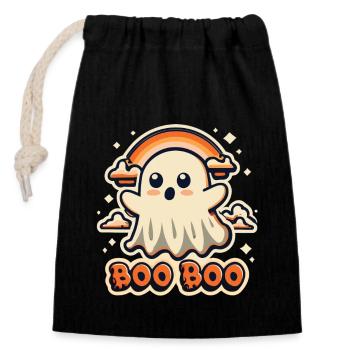 Boo Boo Halloween Gespenst - Verschließbarer Geschenkbeutel aus Baumwolle (14x20cm) - Schwarz - Vorne