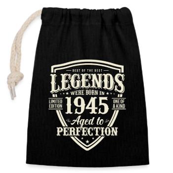 Vintage 1945 Surprise d’anniversaire - Sac cadeau en coton avec cordon (14 x 20 cm) - noir - Devant