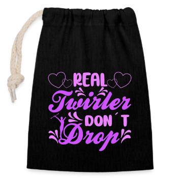 Baton Twirling Real Twirler Don't Drop Baton Gifts - Closable cotton gift bag (14x20cm) - black - Front