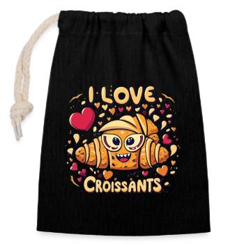 Les croissants sont de l’amour - vêtements de joie du petit déjeuner - Sac cadeau en coton avec cordon (14 x 20 cm) - noir - Devant