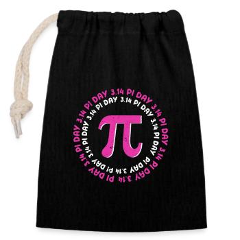 Funny Pi Day Math Symbol Pink March 14 National - Closable cotton gift bag (14x20cm) - black - Front