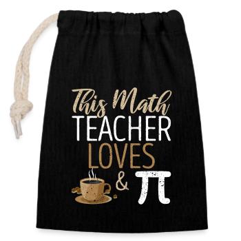 Ce professeur de mathématiques aime le café et le symbole Pi drôle - Sac cadeau en coton avec cordon (14 x 20 cm) - noir - Devant