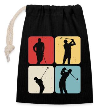 Golf Golfer - Closable cotton gift bag (14x20cm) - black - Front