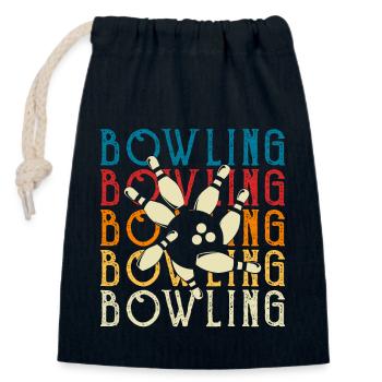 Bowling - Verschließbarer Geschenkbeutel aus Baumwolle (14x20cm) - Navy - Vorne