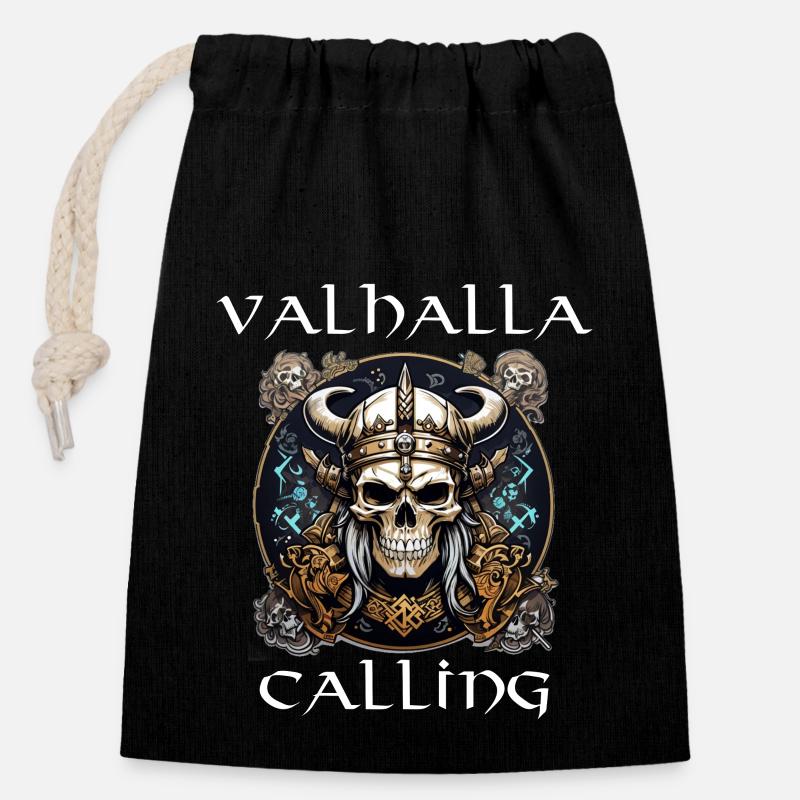 Valhalla Calling 2 - Verschließbarer Geschenkbeutel aus Baumwolle (14x20cm) - Schwarz