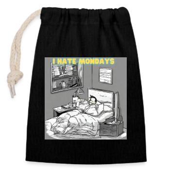 Morning grouch or late riser? - Closable cotton gift bag (14x20cm) - black - Front