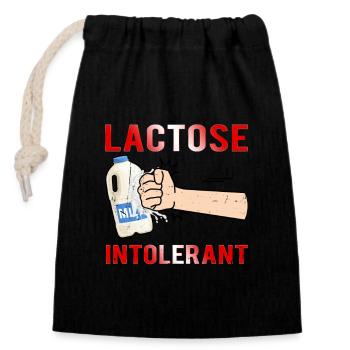 Lactose Intolerant Milk Cool Dairy Free Cheese Pun - Closable cotton gift bag (14x20cm) - black - Front