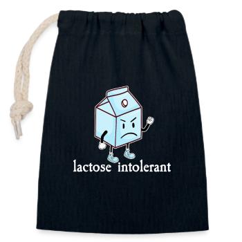 Lactose Intolerant Funny Milk Humor Dairy Free Pun - Closable cotton gift bag (14x20cm) - navy - Front