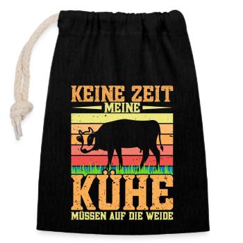 Kuhbauer Kühe melken Landwirt Bauer Traktor Acker - Verschließbarer Geschenkbeutel aus Baumwolle (14x20cm) - Schwarz - Vorne