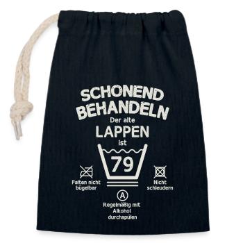 Der Alte Lappen, Schonend Behandeln 79. Geburtstag - Verschließbarer Geschenkbeutel aus Baumwolle (14x20cm) - Navy - Vorne