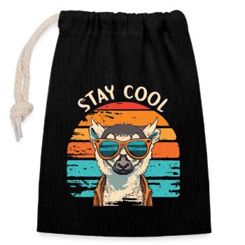 Stay Cool Lemur - Verschließbarer Geschenkbeutel aus Baumwolle (14x20cm) - Schwarz - Vorne