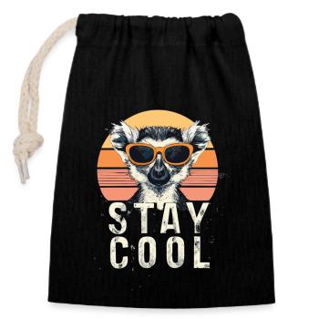 Stay Cool Lemur - Verschließbarer Geschenkbeutel aus Baumwolle (14x20cm) - Schwarz - Vorne