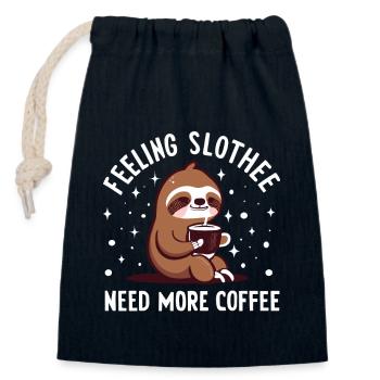 Das Gefühl, dass Slothee mehr Kaffee braucht Niedlicher Kaffeeliebhaber - Verschließbarer Geschenkbeutel aus Baumwolle (14x20cm) - Navy - Vorne