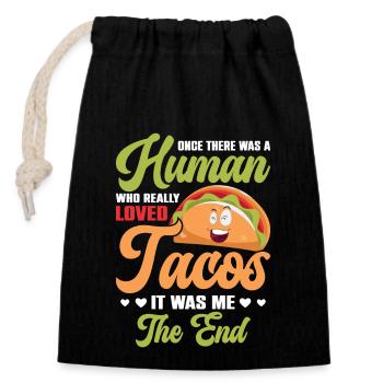 Humain qui aimait vraiment les tacos mexicains - Sac cadeau en coton avec cordon (14 x 20 cm) - noir - Devant