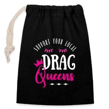 Drag Queens Lashes Local Support LGBTQ-Community - Verschließbarer Geschenkbeutel aus Baumwolle (14x20cm) - Schwarz - Vorne