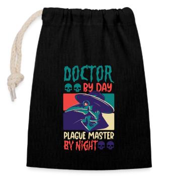Creepy Halloween horror plague doctor - Closable cotton gift bag (14x20cm) - black - Front