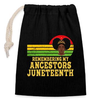 Juneteenth 1865 Se souvenir de mes ancêtres - Sac cadeau en coton avec cordon (14 x 20 cm) - noir - Devant