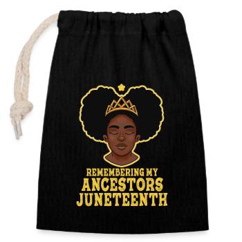 Juneteenth 1865 Se souvenir de mes ancêtres - Sac cadeau en coton avec cordon (14 x 20 cm) - noir - Devant