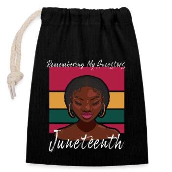 Juneteenth 1865 Se souvenir de mes ancêtres - Sac cadeau en coton avec cordon (14 x 20 cm) - noir - Devant