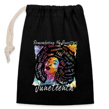Juneteenth 1865 Se souvenir de mes ancêtres - Sac cadeau en coton avec cordon (14 x 20 cm) - noir - Devant