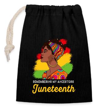 Juneteenth 1865 Se souvenir de mes ancêtres - Sac cadeau en coton avec cordon (14 x 20 cm) - noir - Devant