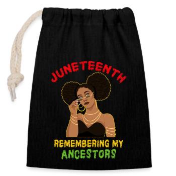 Juneteenth 1865 Se souvenir de mes ancêtres - Sac cadeau en coton avec cordon (14 x 20 cm) - noir - Devant
