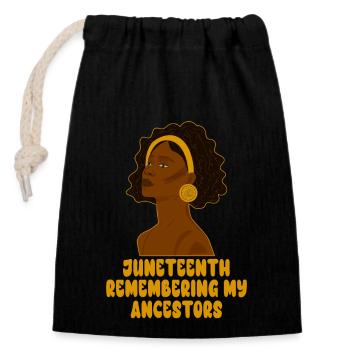 Juneteenth 1865 Se souvenir de mes ancêtres - Sac cadeau en coton avec cordon (14 x 20 cm) - noir - Devant