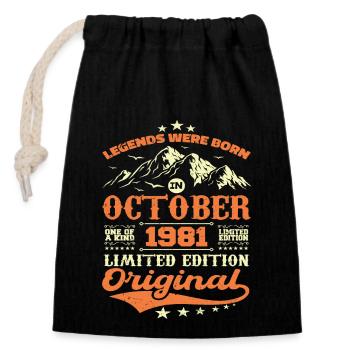 Original Oktober 1981 Jahrgang Jubiläum 1981 - Verschließbarer Geschenkbeutel aus Baumwolle (14x20cm) - Schwarz - Vorne