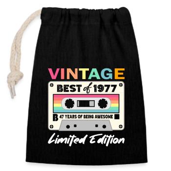 Best of 1977 - 47th Birthday Limited Edition - Closable cotton gift bag (14x20cm) - black - Front