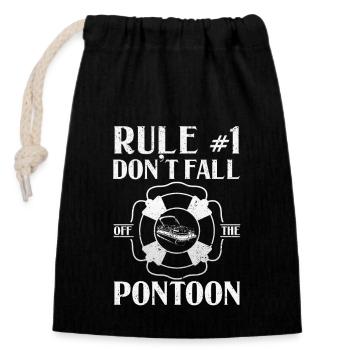 Rule number 1: do not fall off the pontoon boat - Closable cotton gift bag (14x20cm) - black - Front