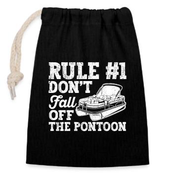 Rule number 1: do not fall off the pontoon boat - Closable cotton gift bag (14x20cm) - black - Front