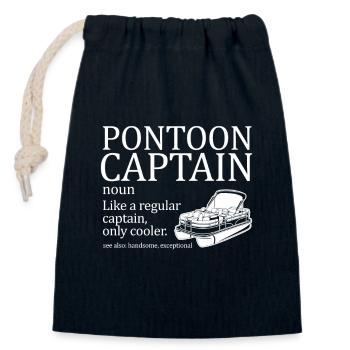 Pontoon Captain Definition Funny Boat Pontoons - Closable cotton gift bag (14x20cm) - navy - Front