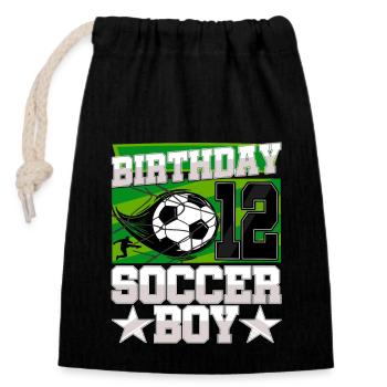 12th birthday Boy Soccer 12 Years Old Gifts - Verschließbarer Geschenkbeutel aus Baumwolle (14x20cm) - Schwarz - Vorne