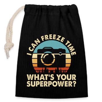 Photographer - Closable cotton gift bag (14x20cm) - black - Front