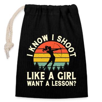 Archer Archery - Closable cotton gift bag (14x20cm) - black - Front