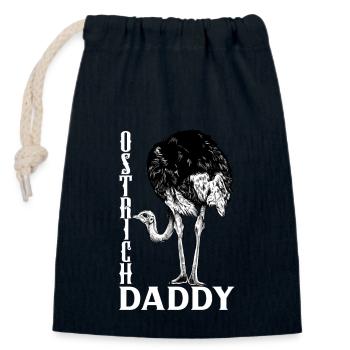 Straußenbesitzer - Straußen Papa - Verschließbarer Geschenkbeutel aus Baumwolle (14x20cm) - Navy - Vorne