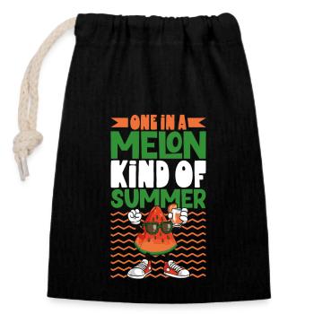 Watermelon Funny Fruit Funny Saying - Closable cotton gift bag (14x20cm) - black - Front