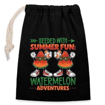 Watermelon Funny Fruit Funny Saying - Closable cotton gift bag (14x20cm) - black - Front