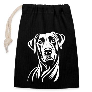 L’élégance en blanc : le portrait du Labrador - Sac cadeau en coton avec cordon (14 x 20 cm) - noir - Devant