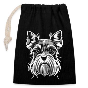 Magic White : portrait de Schnauzer plein de charme - Sac cadeau en coton avec cordon (14 x 20 cm) - noir - Devant