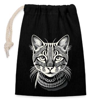 L’élégance mystique : un portrait de chat siamois - Sac cadeau en coton avec cordon (14 x 20 cm) - noir - Devant