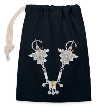 BIJOU AMAZIGH MAROC BERBERE - Sac cadeau en coton avec cordon (14 x 20 cm) - bleu marine - Devant