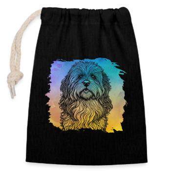 Havanais rétro - Sac cadeau en coton avec cordon (14 x 20 cm) - noir - Devant
